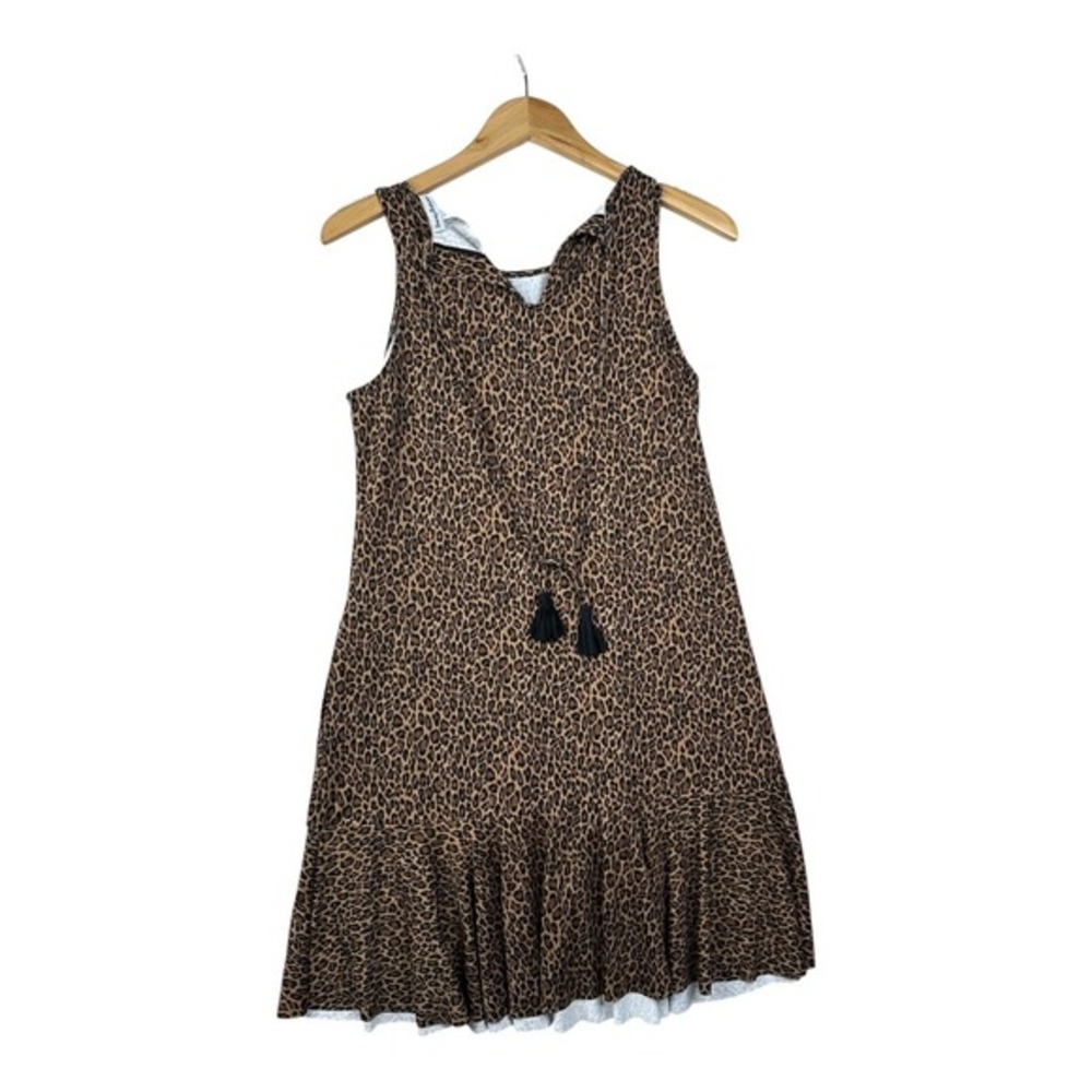 Tommy Bahama Sun Cat Boat Neck Leopard Print Spa Dress‎ size Small Brown/Black